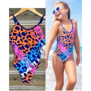 Limeapple Girls Vibrant Leopard Swimsuit Blanca NWT one piece Sz 12